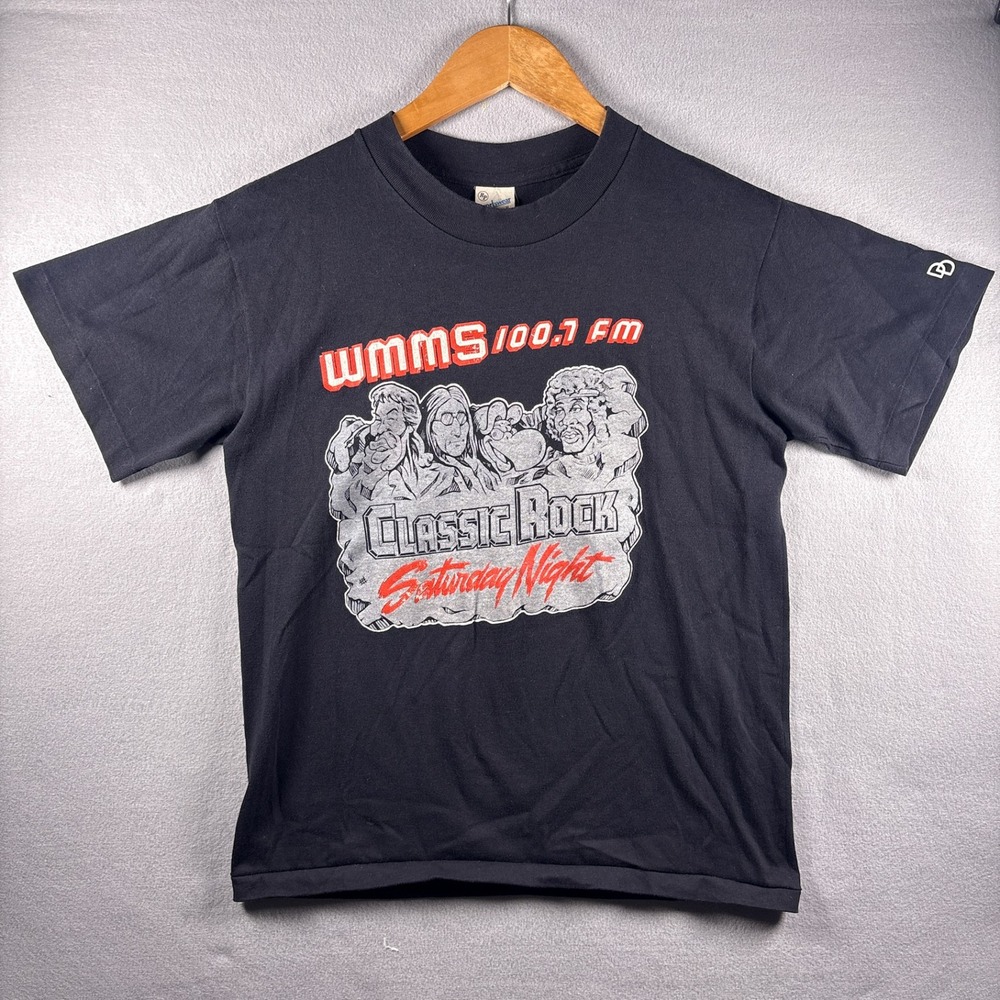 Vintage 80s WMMS 100.7 Saturday Night Medium T-Shirt Classic Rock Cartoon